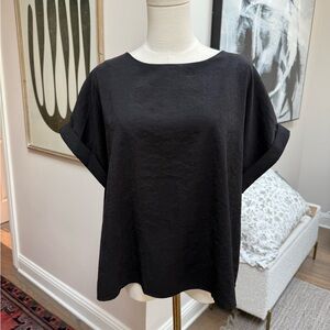 Buru Black Dolman Sleeve Boxy Blouse - Sz Small